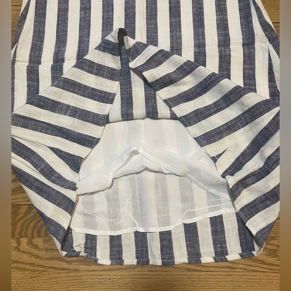 NWT - STYLE RACK Striped Blue & White Linen & Cotton Blend Mini Dress - Sz M - Picture 7 of 8